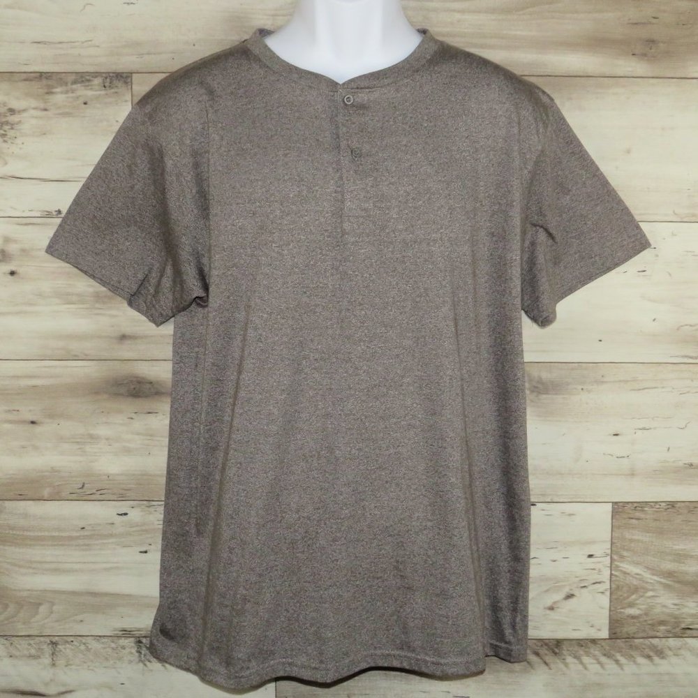 Montage* Men's Short Sleeve 2 Button Top Collarless Pullover Tee-Shirt~ Size 2XL